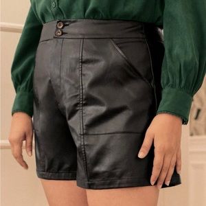 High waisted vegan leather shorts